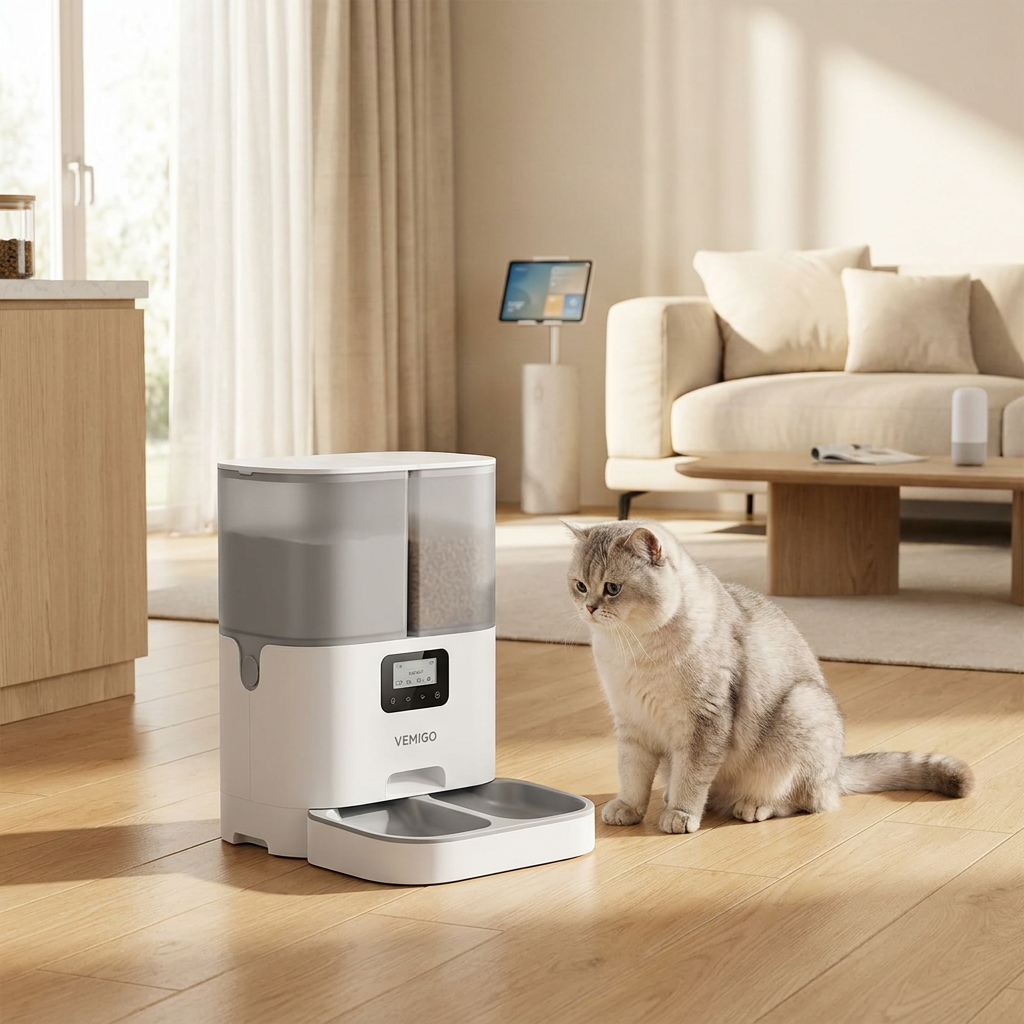 VEMIGO Smart Dual-Silo Automatic Pet Feeder with 1080P HD Camera & App Control