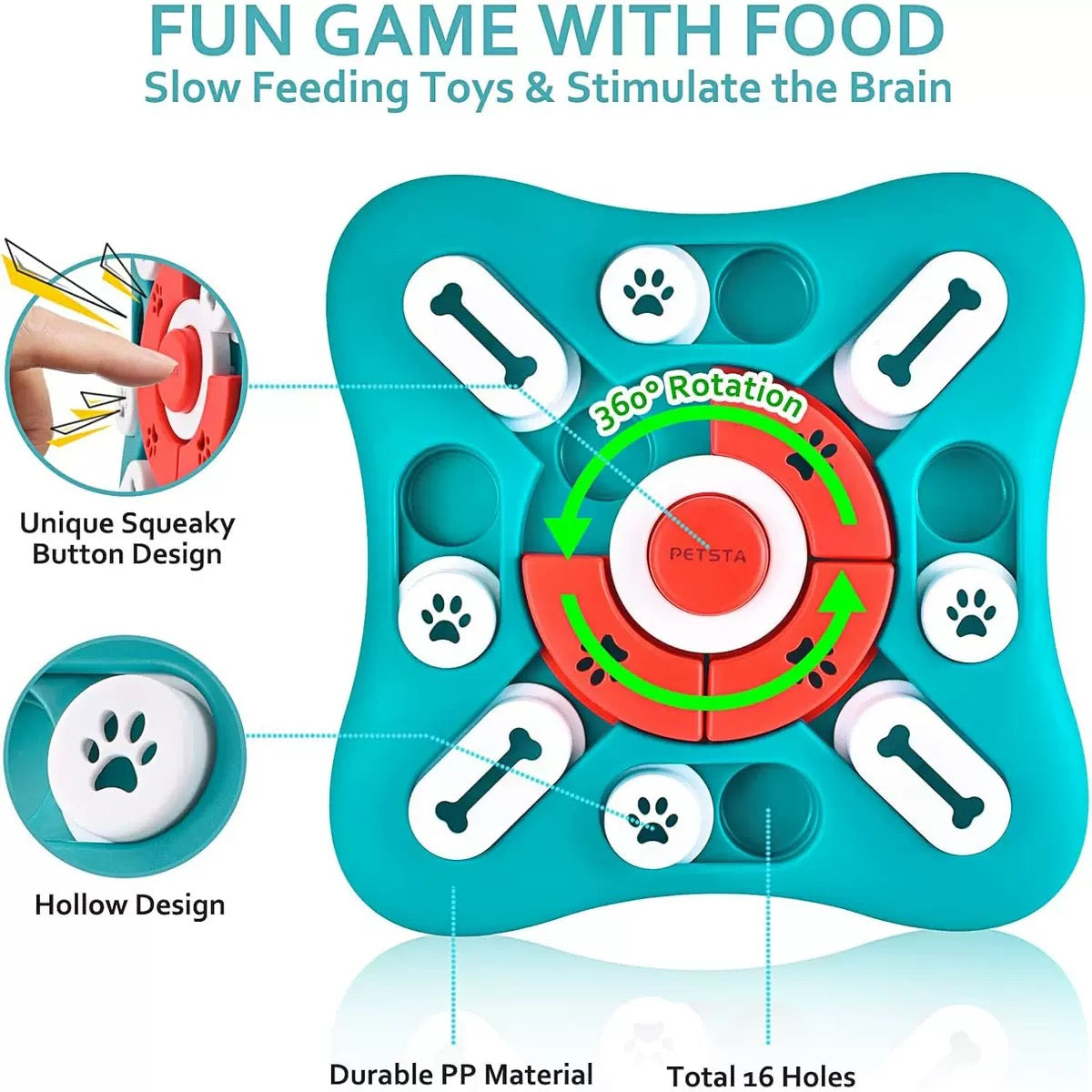 Interactive Treat Puzzle Feeder for Dogs & Cats