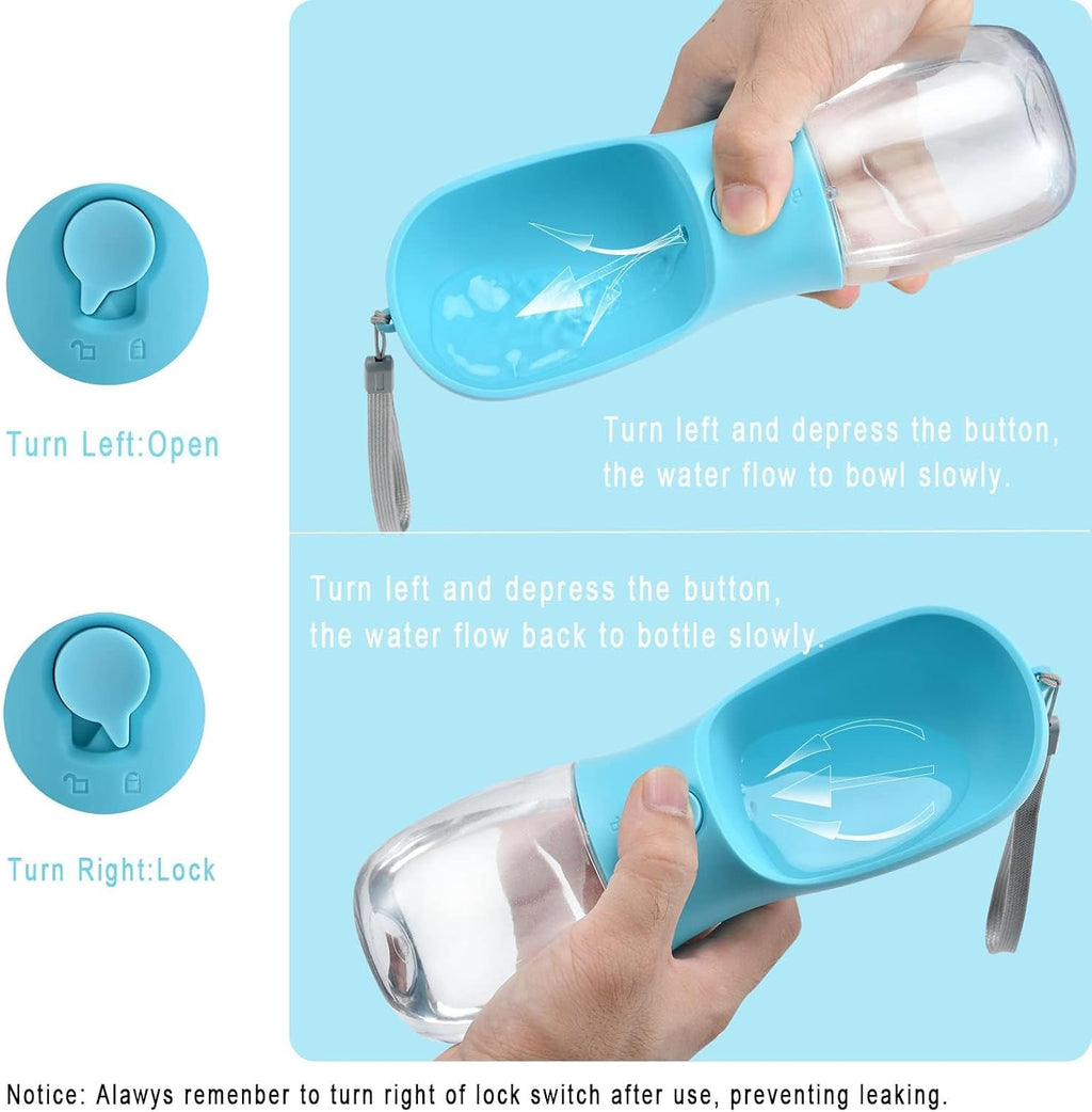 Portable Dog Water Bottle with Detachable Food Container - 2-in-1 Leakproof Travel Pet Feeder & Drinking Dispenser