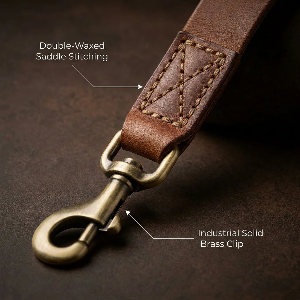 VEMIGO Handcrafted Genuine Leather Dog Lead - Luxury Full Grain Leather