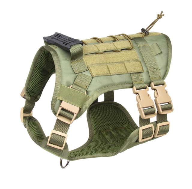 VEMIGO Heavy-Duty Tactical Military Dog Vest Harness with Metal Buckles - No Pull
