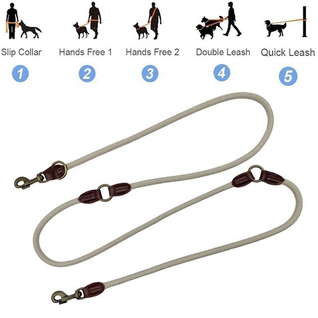 VEMIGO Hands-Free Crossbody Leather & Nylon Dog Leash