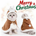 White cat wearing reindeer cape studio lifestyle photo