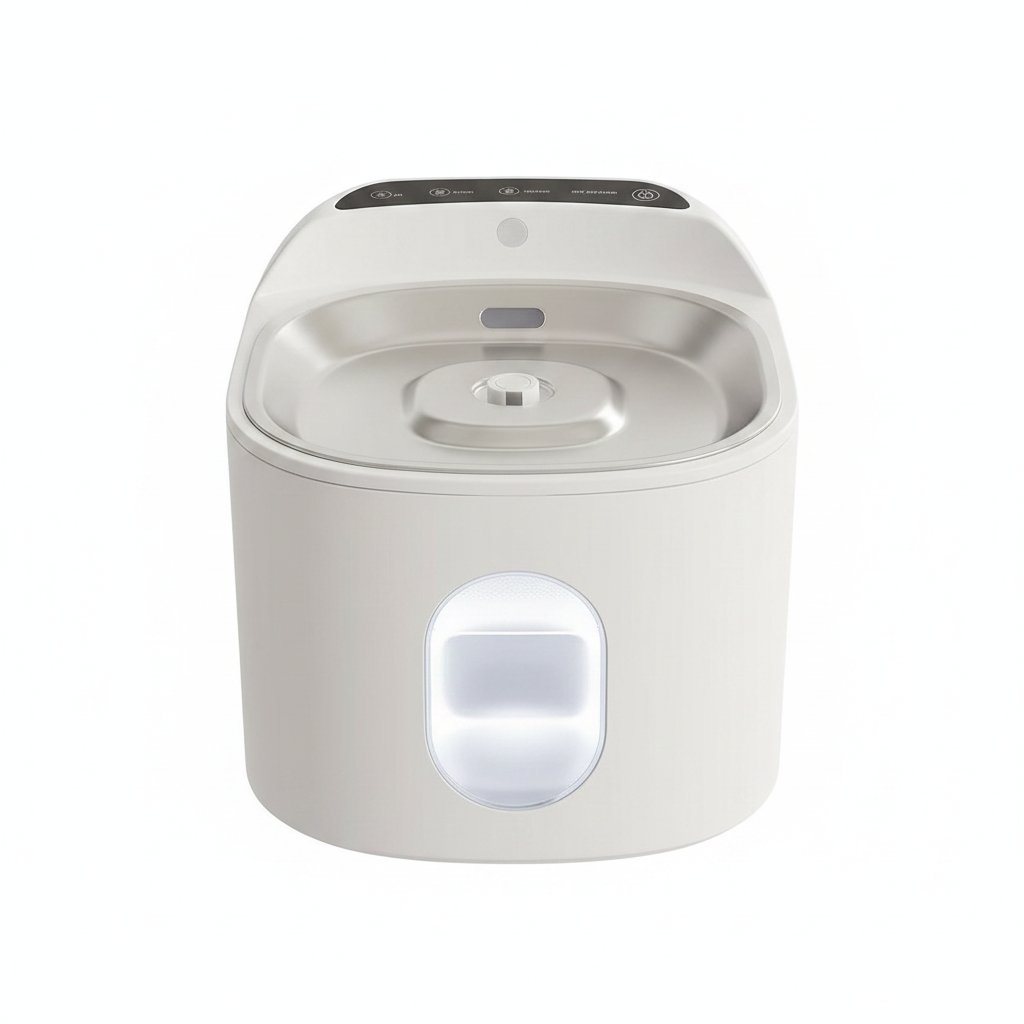 4000ml pet water fountain detail showing water level window and control panel